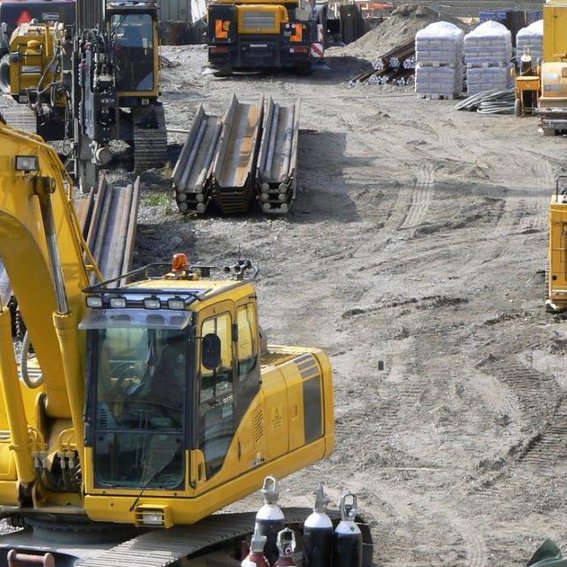 excavators on site