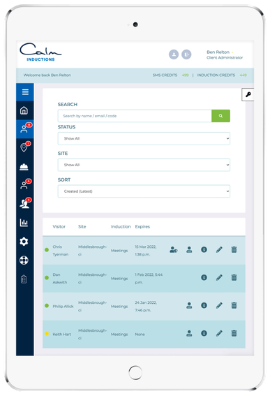 Tablet displaying calm inductions employee onboarding system