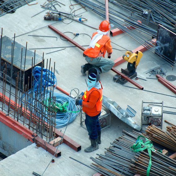 men working on site